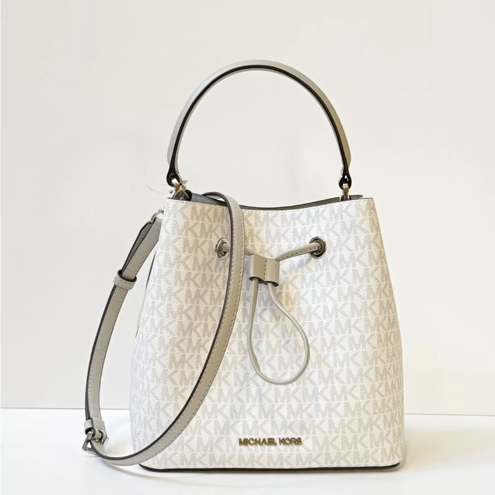 Michael Kors SURI Medium Bucket Top Handle Shoulder Crossbody Bag MK Optic White